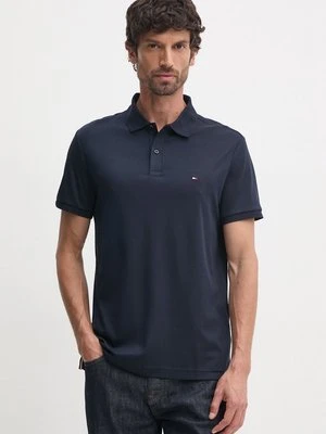 Tommy Hilfiger polo bawełniane kolor granatowy gładki