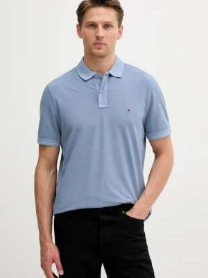 Tommy Hilfiger polo bawełniane kolor niebieski gładki MW0MW34757