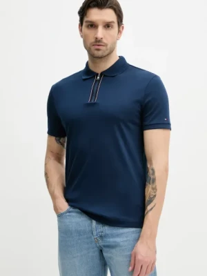 Tommy Hilfiger polo bawełniane kolor niebieski gładki MW0MW38487