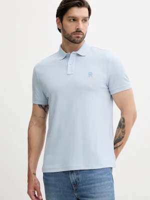 Tommy Hilfiger polo bawełniane kolor niebieski z aplikacją MW0MW33167