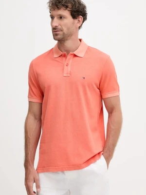 Tommy Hilfiger polo bawełniane kolor pomarańczowy gładki MW0MW34757