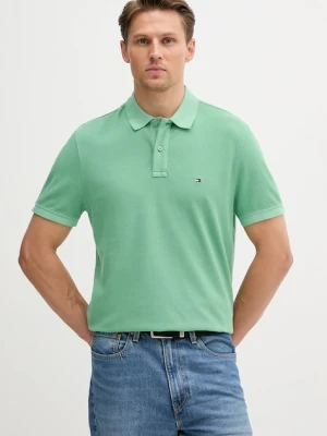 Tommy Hilfiger polo bawełniane kolor zielony gładki MW0MW34757