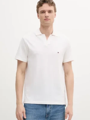 Tommy Hilfiger polo bawełniane męski kolor beżowy gładki MW0MW38482
