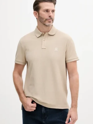 Tommy Hilfiger polo bawełniane męski kolor beżowy z aplikacją MW0MW33167