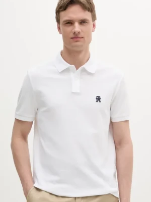 Tommy Hilfiger polo bawełniane męski kolor biały z aplikacją MW0MW33167