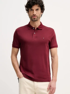 Tommy Hilfiger polo bawełniane męski kolor bordowy gładki MW0MW39994