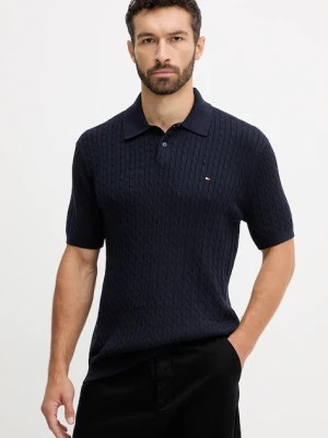 Tommy Hilfiger polo bawełniane męski kolor granatowy gładki MW0MW40701