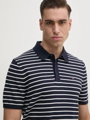 Tommy Hilfiger polo bawełniane męski kolor granatowy wzorzysty MW0MW37396