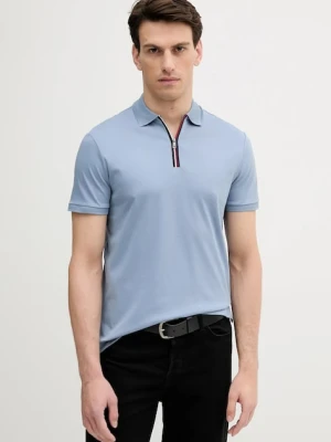 Tommy Hilfiger polo bawełniane męski kolor niebieski gładki MW0MW39552