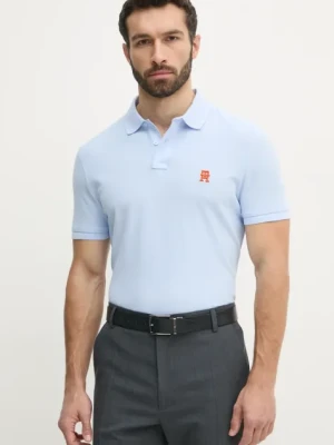 Tommy Hilfiger polo bawełniane męski kolor niebieski z aplikacją MW0MW33167