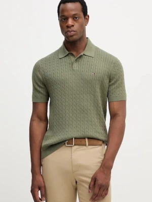 Tommy Hilfiger polo bawełniane męski kolor zielony gładki MW0MW40701