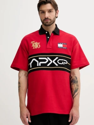 Tommy Hilfiger polo bawełniane x F1 THE MOVIE męski kolor czerwony wzorzysty MW0MW41393