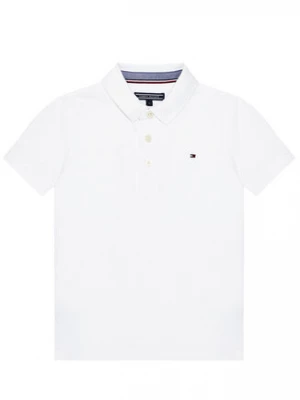 Tommy Hilfiger Polo Boys Tommy KB0KB03975 S Biały Regular Fit