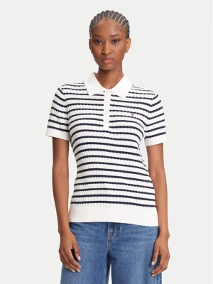 Tommy Hilfiger Polo Fine WW0WW41474 Kremowy Regular Fit