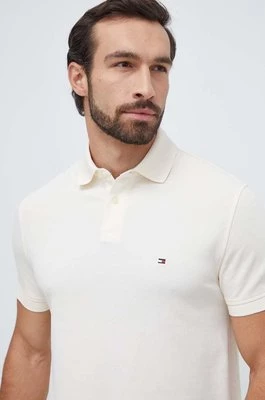 Tommy Hilfiger polo męski kolor beżowy gładki MW0MW17770