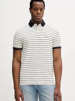 Tommy Hilfiger polo męski kolor beżowy wzorzysty MW0MW17770
