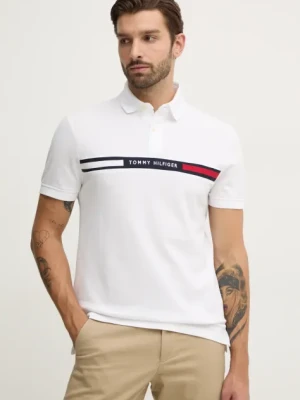 Tommy Hilfiger polo męski kolor biały z aplikacją MW0MW38130