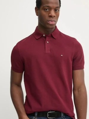 Tommy Hilfiger polo męski kolor bordowy gładki