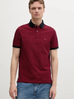 Tommy Hilfiger polo męski kolor bordowy wzorzysty MW0MW17770