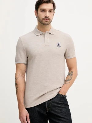 Tommy Hilfiger polo męski kolor brązowy melanżowy MW0MW40820