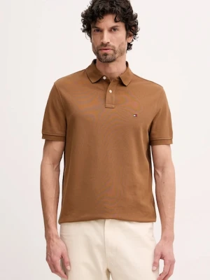 Tommy Hilfiger polo męski kolor brązowy wzorzysty MW0MW17770
