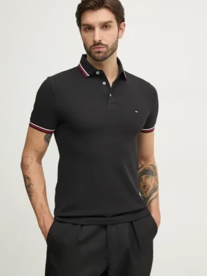 Tommy Hilfiger polo męski kolor czarny gładki MW0MW37346