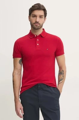 Tommy Hilfiger polo męski kolor czerwony wzorzysty MW0MW17771