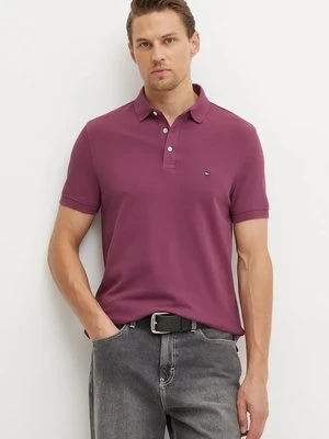 Tommy Hilfiger polo męski kolor fioletowy wzorzysty MW0MW17771