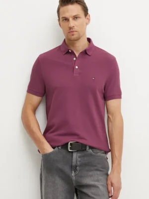 Tommy Hilfiger polo męski kolor fioletowy wzorzysty MW0MW17771