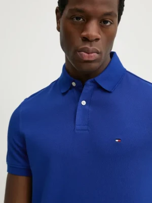 Tommy Hilfiger polo męski kolor niebieski gładki