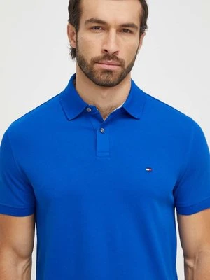 Tommy Hilfiger polo męski kolor niebieski gładki MW0MW17770