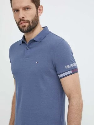 Tommy Hilfiger polo męski kolor niebieski gładki MW0MW34780