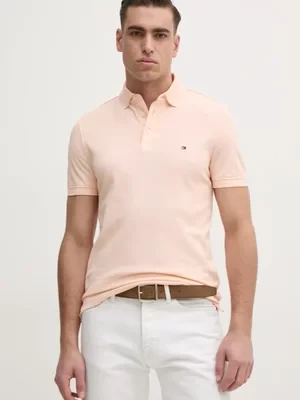 Tommy Hilfiger polo męski kolor pomarańczowy gładki MW0MW17771