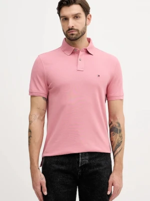 Tommy Hilfiger polo męski kolor różowy wzorzysty MW0MW17770