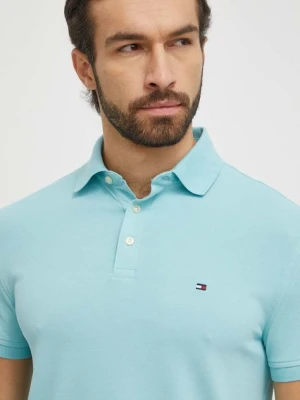 Tommy Hilfiger polo męski kolor turkusowy gładki MW0MW17771