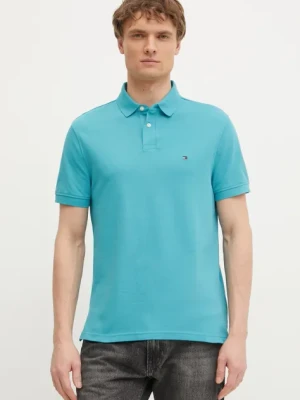 Tommy Hilfiger polo męski kolor zielony gładki