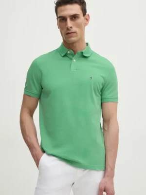 Tommy Hilfiger polo męski kolor zielony gładki