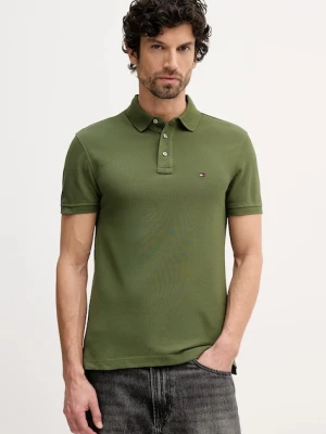 Tommy Hilfiger polo męski kolor zielony gładki MW0MW17771