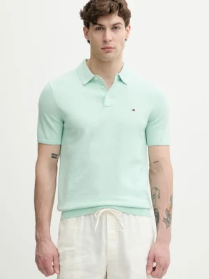 Tommy Hilfiger polo męskie bawełniane turkusowy