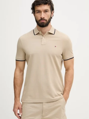 Tommy Hilfiger polo męskie bawełniane beżowy