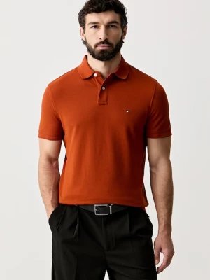 Tommy Hilfiger polo męskie bawełniane z elastanem pomarańczowy