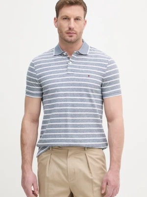 Tommy Hilfiger polo męskie z dodatkiem lnu niebieski