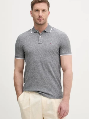 Tommy Hilfiger polo męskie z dodatkiem lnu czarny