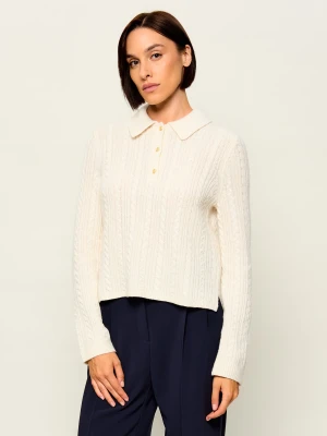Tommy Hilfiger Polo | Regular Fit | z dodatkiem jedwabiu i wełny ecru