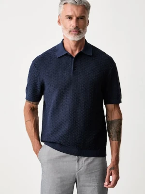 Tommy Hilfiger polo swetrowe męskie bawełniane granatowy