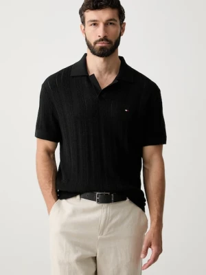 Tommy Hilfiger polo swetrowe męskie z lyocellem czarny