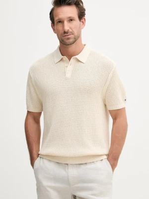 Tommy Hilfiger polo swetrowy męski bawełniany SUMMER beżowy