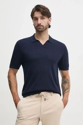 Tommy Hilfiger polo wełniane kolor granatowy gładki MW0MW36538