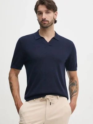 Zdjęcie produktu Tommy Hilfiger polo wełniane kolor granatowy gładki MW0MW36538