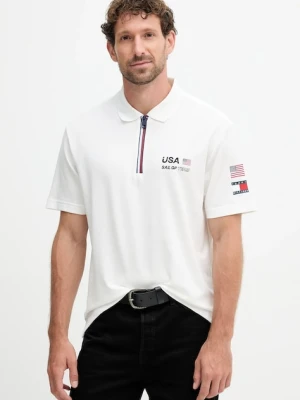 Tommy Hilfiger polo x SAIL GP męski kolor beżowy z aplikacją MW0MW41415